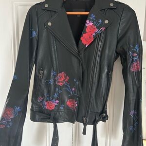 Mackage floral Black Leather Jacket
